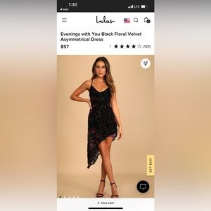 Lulu’s Evenings With You Black Floral Velvet Asymmetrical Dress